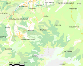 Mapa obce Taurinya
