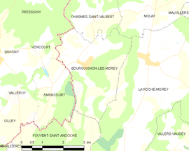 Mapa obce Bourguignon-lès-Morey