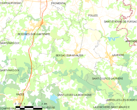 Mapa obce Bersac-sur-Rivalier