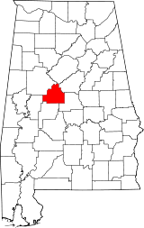 Map of Alabama highlighting Bibb County.svg