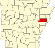 Map of Arkansas highlighting St. Francis County Map of Arkansas highlighting Saint Francis County.svg