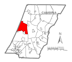 Карта округа Камбрия, штат Пенсильвания, с указанием поселка Блэклик