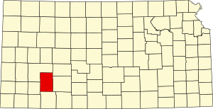 Map of Kansas highlighting Gray County