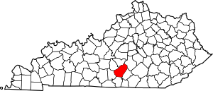 Карта Кентукки с выделением округа Адэр