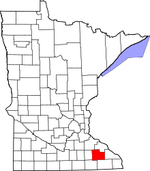Map of Minnesota highlighting Olmsted County.svg