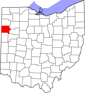 Карта штата Огайо выделяет округ Ван Верт 