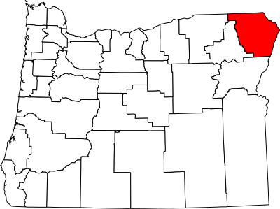 Map of Oregon highlighting Wallowa County.svg