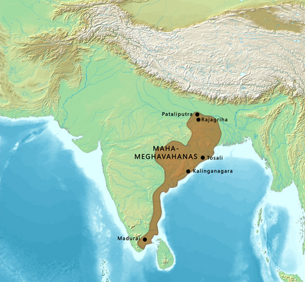 Map of the Maha-Meghavahanas, circa 20 BCE