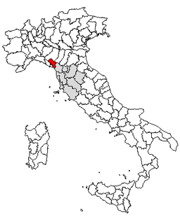 Karta över Italien med Provincia di Massa-Carrara markerat