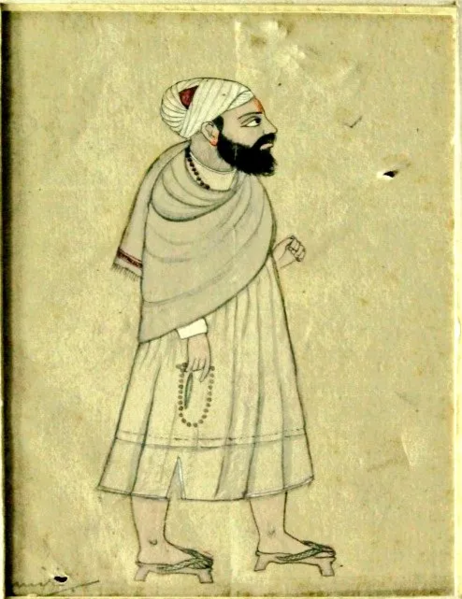 File:Miniature painting of a Kashmiri Pandit holding mala prayer beads, circa 18th century.webp