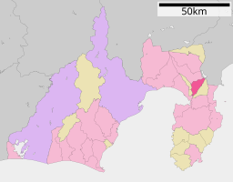 Mishimas läge i Shizuoka prefektur