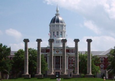 Jesse Hall behind the Columns