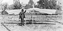 John J. Montgomery and his tandem-wing glider The Santa Clara on 29 April 1905