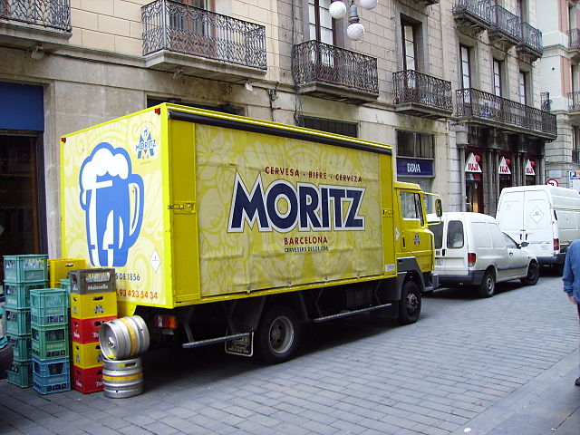 Moritz Beer delivery truck in Barcelona, Spain.