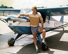 Prewitt in 1979 with his 1941 Taylorcraft N29793.jpg