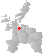 Mapa do condado de Sogn og Fjordane com Skaun em destaque.