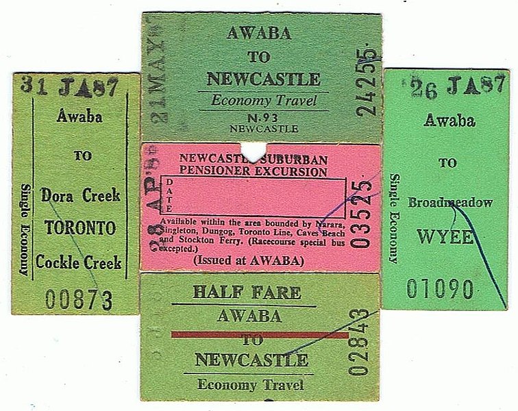 File:NSW Railway tickets issued at Awaba Railway Station 1980s.jpeg