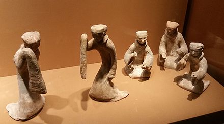 Han dynasty figurines showing dancers with long sleeves