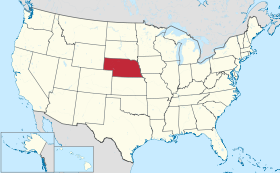 Mapa dels Estats Units amb Nebraska en roge.