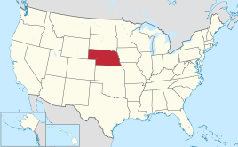 Karte der USA, Nebraska hervorgehoben