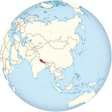 Nepal on the globe (Asia centered).svg