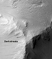 Nicholson mound with dark streaks, as seen by HiRISE.