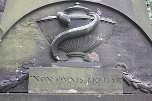 "Non Omnis Moriar" ("Not All of Me Will Die"), Greyfriars Kirkyard, Edinburgh Non Omnis Moriar, Greyfriars Kirkyard, Edinburgh.jpg