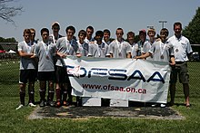 OFSAA Boys A Soccer Windsor 2012: Going into the tournament unranked, North Lambton upset the number one seed and ended with a fourth-place finish. North Lambton SS OFSAA 4th, Jun 2012.jpg