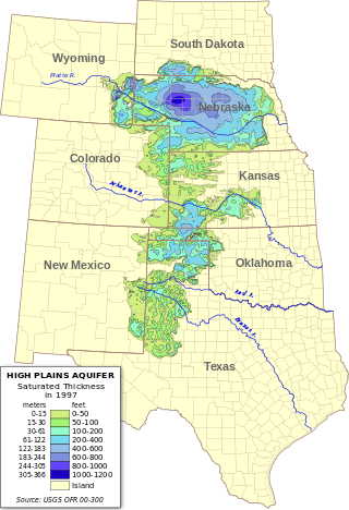 <span class="mw-page-title-main">Ogallala Aquifer</span> Water table aquifer beneath the Great Plains in the United States
