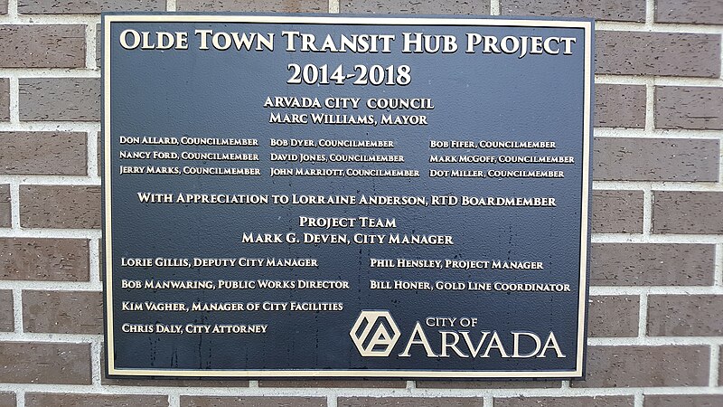 File:Olde Town Transit Hub Project plaque.jpg