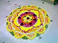 A rangoli made with flowers on the occasion of Onam