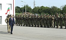 Former Prime Minister Nikolai Denkov with operators from the Joint Special Operations Command Operators From the JSOC(Bulgaria).jpg