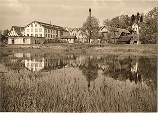 Überflutetes Moorgebiet und Fabrik (1915)