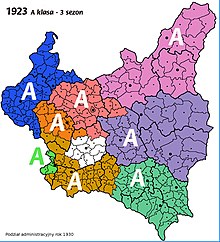 Eight regional A-Classes, whose winners competed in the national championship. PL Aklasa 1923.jpg