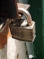 Padlock in a doorway at Eastern Market in Washington, D.C.