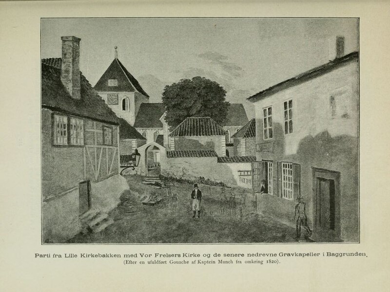 File:Parti fra Lille Kirkebakken med Vor Frelsers Kirke og de senere nedrevne Gravkapeller i Baggrunden. - Gamle Christiania-Billeder (1893) - 0245.5.jpg