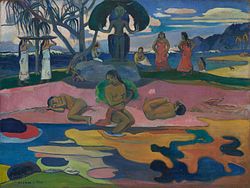 Paul Gauguin, 1894, Mahana no Atua (Day of the Gods, Jour de Dieu), oil on canvas, 66 cm x 87 cm (26 in x 34 in), Art Institute of Chicago Paul Gauguin 113.jpg