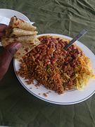 Chapati dengan pilau dan githere di Swahili, Afrika Timur.