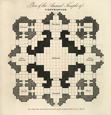 Plani i Tempullit të Lashtë Vishveshvur, nga James Prinsep[121]