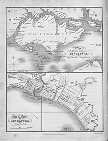 The plan as first published by John Crawfurd in 1828 Plan of the British settlement of Singapore published 1828.jpg