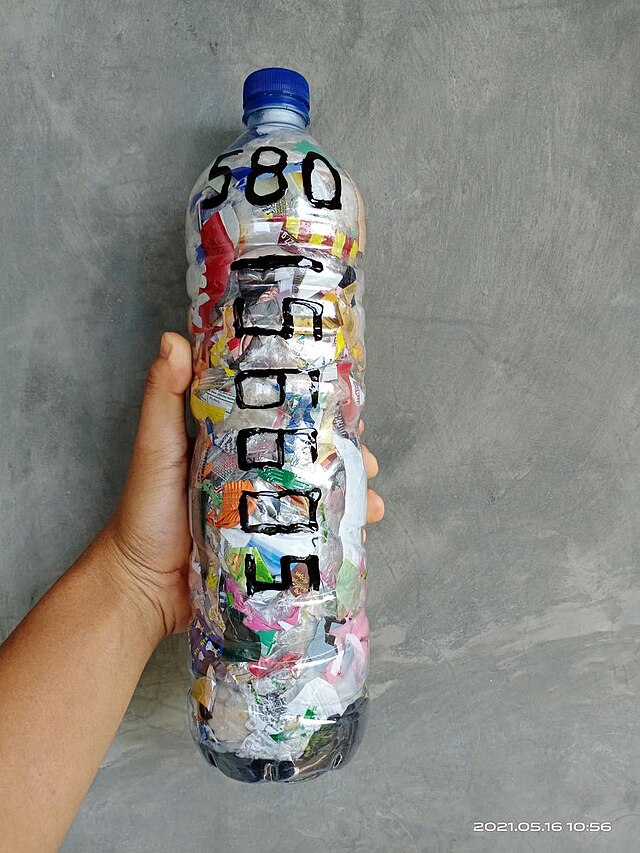 585g of plastic sequestered into an ecobrick.  - Ecobrick and photo by Aang Hudaya, Bogor, Indonesia.