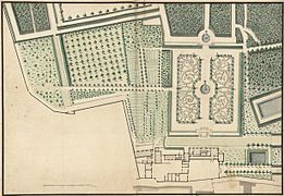 Projet de modification du parterre de l'Hôtel Courtin, jardins bas de Meudon, vers 1710. BNF.