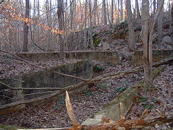 Remnants of the Cabin Branch Pyrite Mine in Prince William Forest Park Pyrite mine.JPG