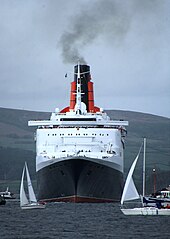 Queen Elizabeth 2 back on the River Clyde for her 40th birthday in 2007 QEII forty.jpg