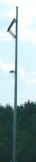 A radar-based traffic counter (about 2/3 of the way up the pole) powered by a solar panel (near top of pole). RadarPole2.jpg