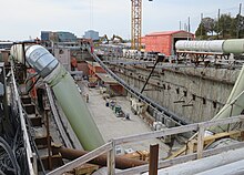 Renforth station (LRT) under construction in October 2023 Renforth station construction.jpg