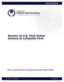 The June 2021 report by the Interior Department's Inspector General. Review of U.S. Park Police Actions at Lafayette Park.pdf