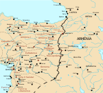 Fronteira oriental do Império Bizantino, estável desde 384, quando a Armênia foi dividida. A situação permaneceria a mesma até a Guerra Lázica.