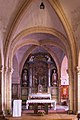 * Nomination 19th-century high altar of the 12th-century parish church in Saint-Germain-sur-Ay, Manche, France. --AFBorchert 07:17, 8 November 2023 (UTC) * Promotion Good photo, but please reduce the purple --Michielverbeek 07:31, 8 November 2023 (UTC) Hm... the purple light comes from a stained glass window. --AFBorchert 08:30, 8 November 2023 (UTC)  Support I have no issue with the purple light. It should stay on the picture as it this naturally there because of the stained glass. Good quality of the picture. --Giles Laurent 20:47, 8 November 2023 (UTC)