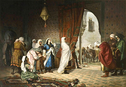 Manuel Gómez-Moreno González's 19th-century depiction of Muhammad XII's family in the Alhambra moments after the fall of Granada.